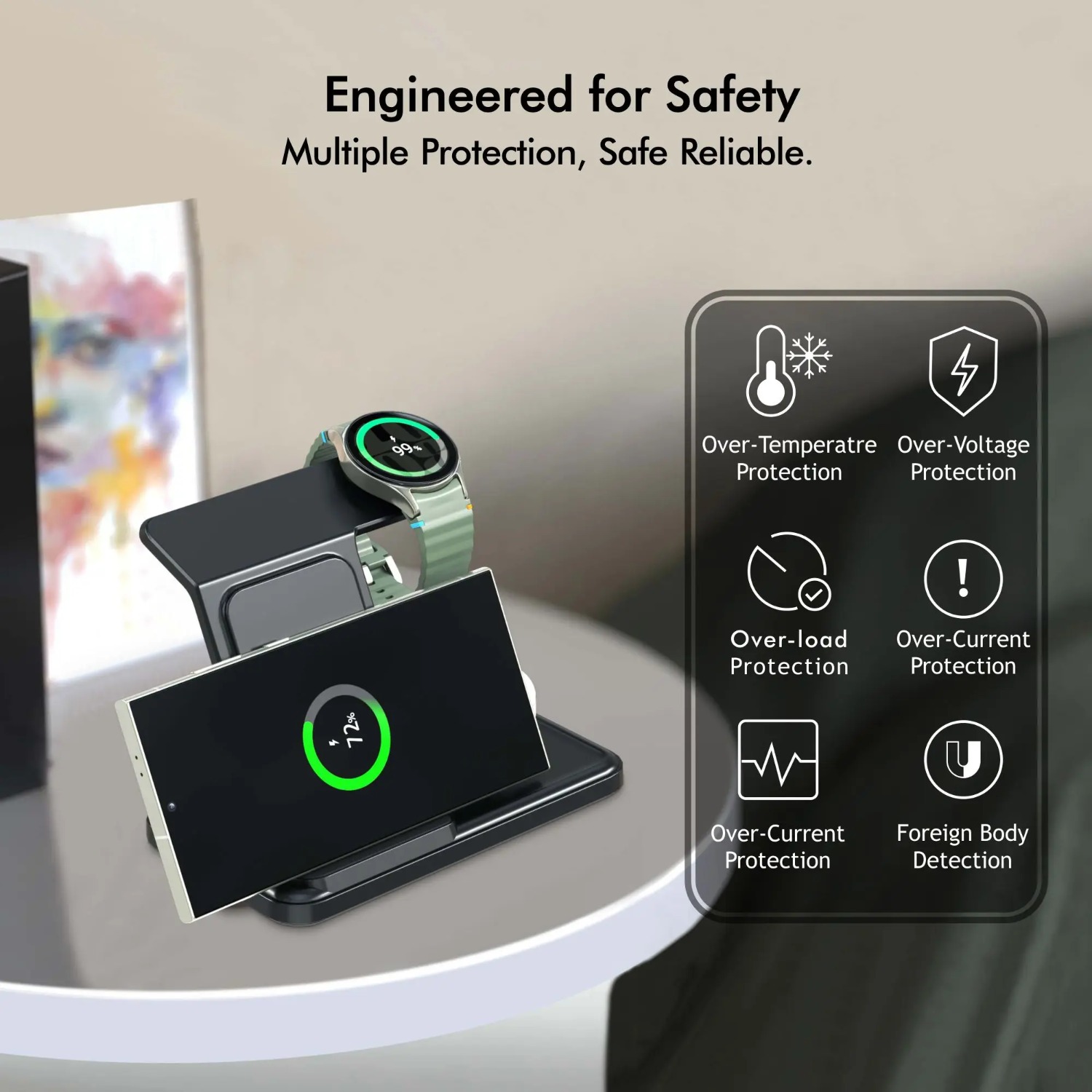 Desktop 3-in-1 Wireless Charge - Watch Charger Cable recension och pris