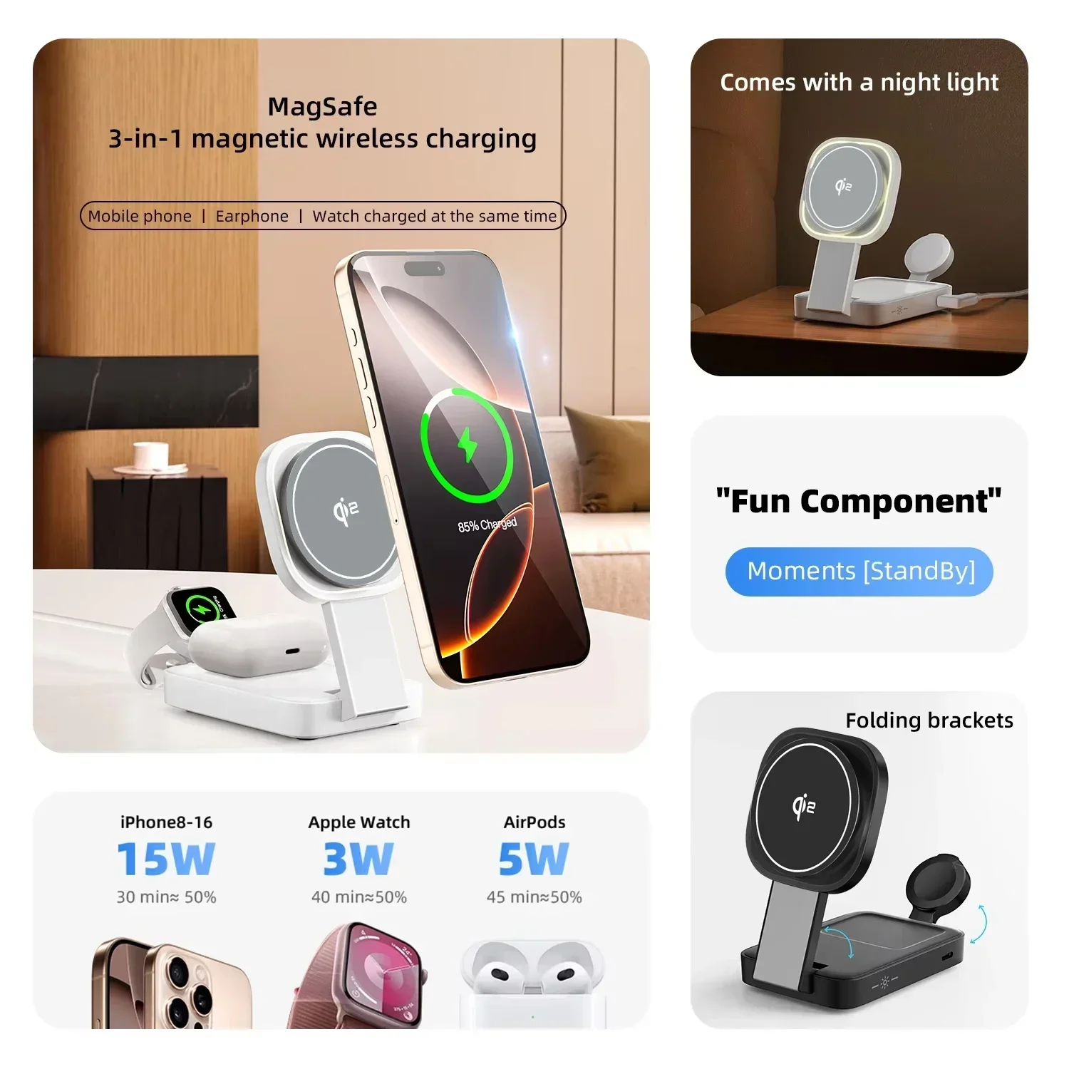 Qi2 15W Magnetic Wireless Char - Magnetic Charging Stand recension och pris