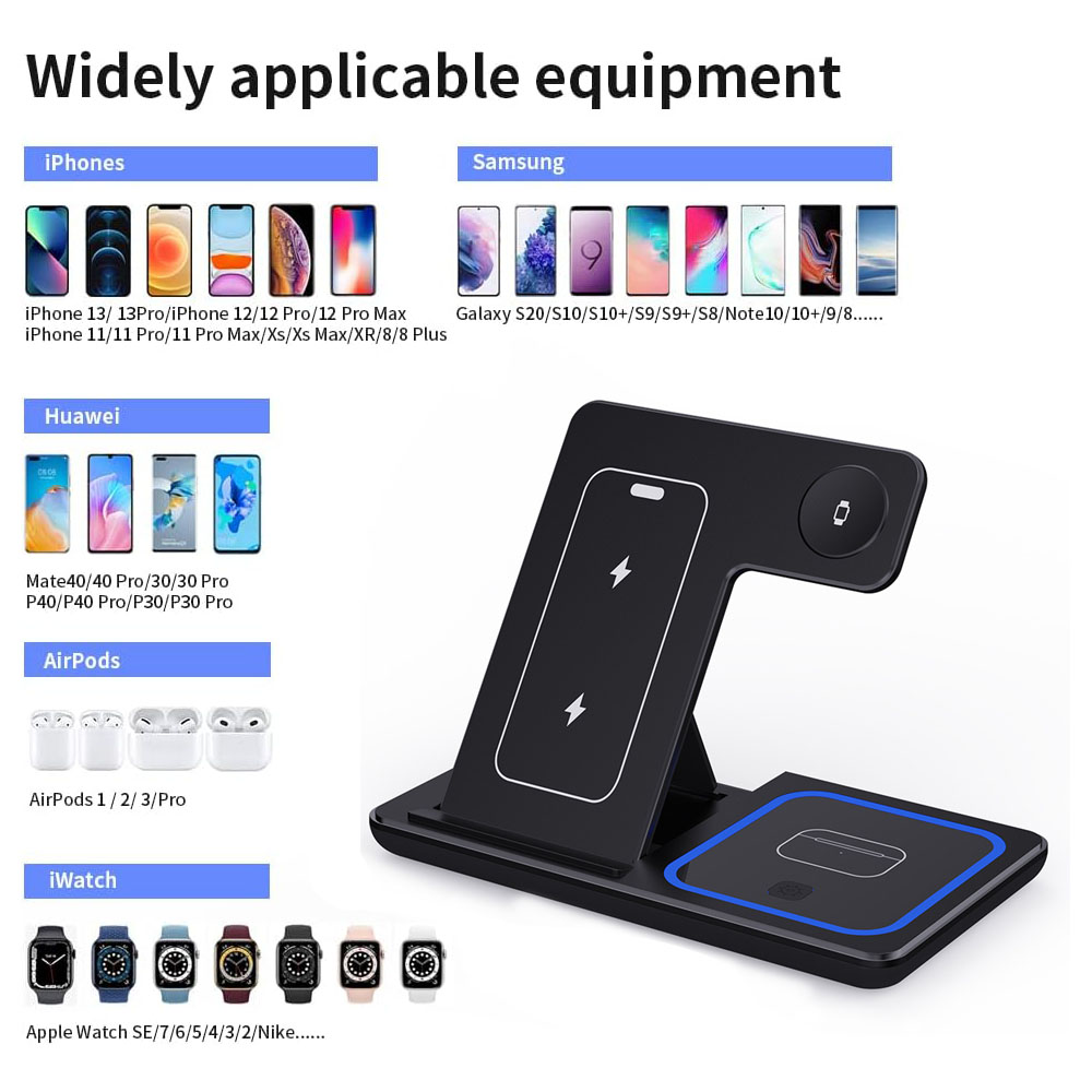 15W 3 in 1 Wireless Charger St - Watch Charger Cable recension och pris