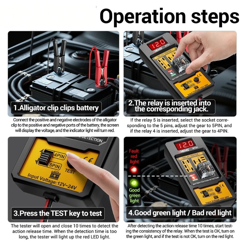 12V 24V Automotive Relay Teste - Smartwatch Universal recension och pris