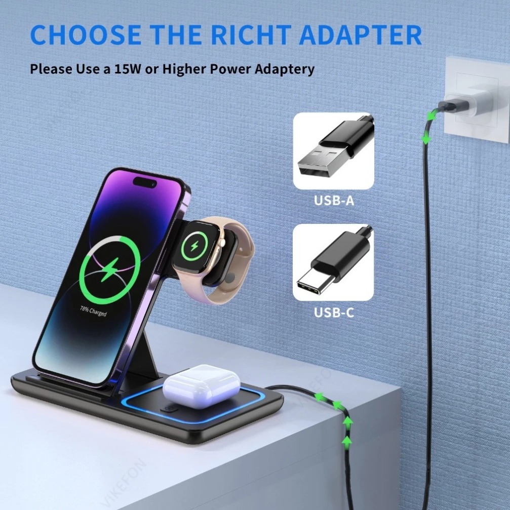 Foldable 3 in 1 Wireless Charg - Watch Charger Cable recension och pris